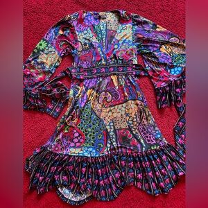 Vintage Betsey Johnson Colorful Printed Ruffled Dress